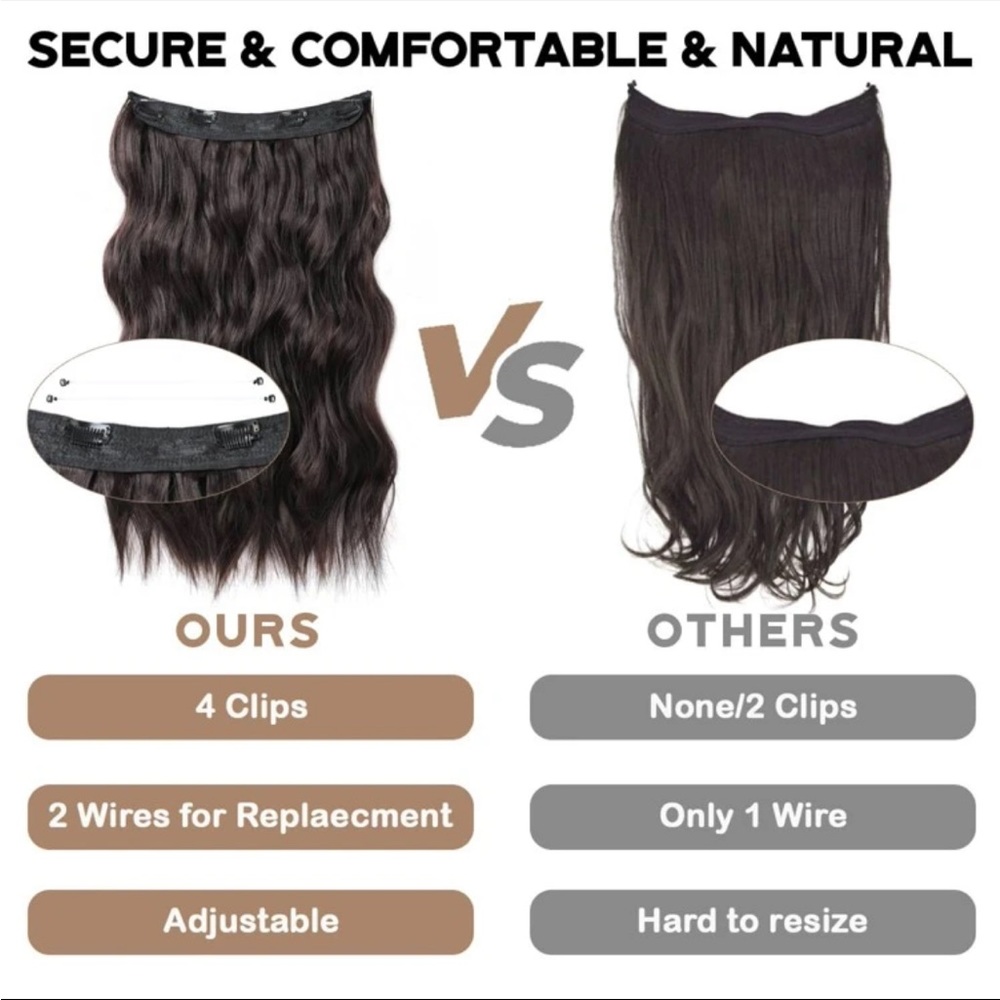 Just in 💫| Hair Extensions 20 Inch Clip in Hair Extensions Invisible Adjustable - Picture 6 of 9